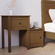 Tadria Pinewood Bedside Cabinet With 1 Door 1 Drawer In Brown