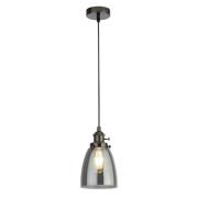 Camden Smoked Glass Ceiling Pendant Light In Black Chrome