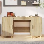 Cress Wooden Computer Desk With 2 Door In Sonoma Oak