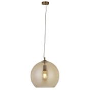 Balls Large Amber Glass Ceiling Pendant Light In Antique Brass