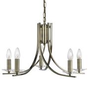 Ascona 5 Lights Clear Glass Pendant Light In Antique Brass