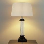 Pedestal Cream Fabric Shade Table Lamp In Black