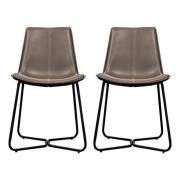 Holland Ember Leather Dining Chairs With Metal Base In A Pair