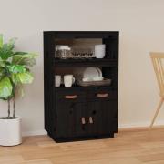 Dallas Pinewood Sideboard With 2 Doors 2 Drawers In Black