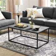 Preston Wooden Coffee Table Rectangular In Dark Concrete Effect