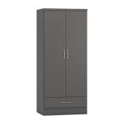 Mack Wooden Wardrobe With 2 Doors 1 Drawer In Grey