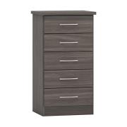 Mack Narrow Wooden Chest Of 5 Drawers In Black