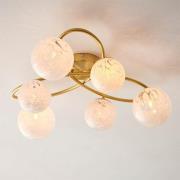 Rome Confetti Glass 6 Lights Semi-Flush Ceiling Light In Brass