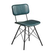 Donna Genuine Leather Dining Chair In Vintage Teal