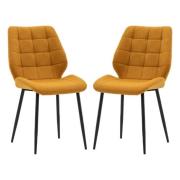 Minford Saffron Fabric Dining Chairs With Black Legs In Pair