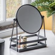 Cardiff Glass Vanity Mirror With Tray In Black Iron Frame