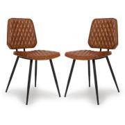 Allen Tan Genuine Buffalo Leather Dining Chairs In Pair