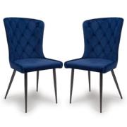 Merill Navy Velvet Dining Chairs With Metal Legs In Pair