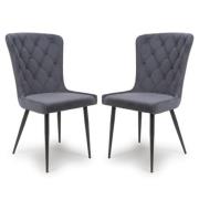 Merill Grey Velvet Dining Chairs With Metal Legs In Pair