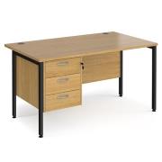 Moline 1400mm Computer Desk In Oak Black With 3 Drawers