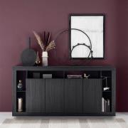 Raya Wooden Sideboard With 4 Doors In Black Ash