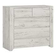 Alink Wooden Chest Of Drawers With 5 Drawers In White