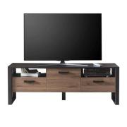 North Wooden TV Stand With 2 Doors In Okapi Walnut