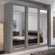 Allen Wardrobe With 3 Mirrored Sliding Doors In Matt Grey