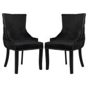 Laughlin Black Velvet Dining Chairs With Tufted Back In Pair