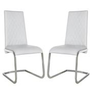 Lahania Light Grey Faux Leather Dining Chairs In Pair