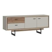 Royse Wooden TV Stand With 2 Doors 2 Drawers In Grey And Oak