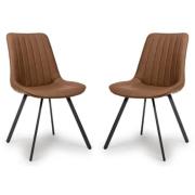 Macia Tan Faux Leather Dining Chairs In Pair