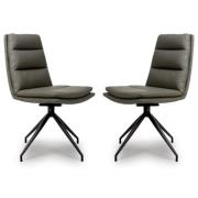 Nobo Truffle Faux Leather Dining Chair With Black Legs In Pair