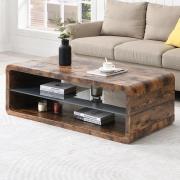 Xono Wooden Coffee Table With Shelf In Rustic Oak