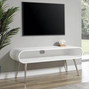 Abeni Wooden TV Stand In White With Chrome Legs