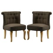 Pacari Brown Fabric Dining Chairs With Wooden Legs In Pair