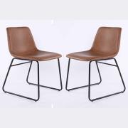 Mattox Tan PU Leather Dining Chairs In Pair