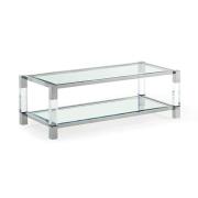 Mila Clear Glass Top Coffee Table With Polished Frame