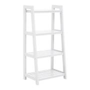 Cadell Tropical Hevea Wood Shelving Unit With 4 Tier In White