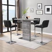 Parini Concrete Effect Bar Table With 4 Candid Black Stools