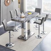 Caprice Large Melange Effect Bar Table 6 Ripple Grey Stools