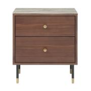 Wyatt Wooden Bedside Cabinet With Marble Effect Glass Top