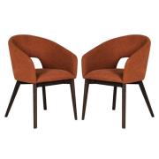 Adria Rust Woven Fabric Dining Chairs In Pair