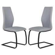 Adoncia Grey Faux Leather Dining Chairs In Pair