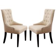 Amarillo Beige Textured Fabric Dining Chairs In Pair