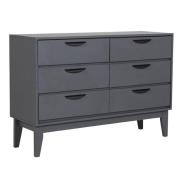 Lanus Wooden Chest Of 6 Drawers Wide In Dark Grey