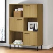 Adica Solid Wood Bookcase 3 Doors In Brown With Metal Legs