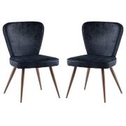 Finn Black Velvet Fabric Dining Chairs In Pair