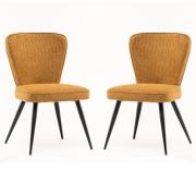 Finn Mustard Boucle Fabric Dining Chairs In Pair