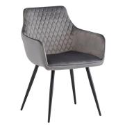 Finlay Velvet Fabric Dining Armchair In Dark Grey