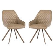 Lanza Taupe Faux Leather Dining Chairs Swivel In Pair