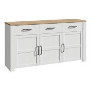 Belgin Sideboard 3 Doors 3 Drawers In Riviera Oak And White