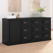 Elias Wooden Sideboard With 1 Door 9 Drawers In Black