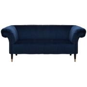 Salta Velvet 2 Seater Sofa In Midnight Blue With Pointed Legs