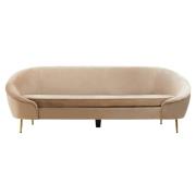 York Velvet 3 Seater Sofa In Mink With Gold Metal Legs